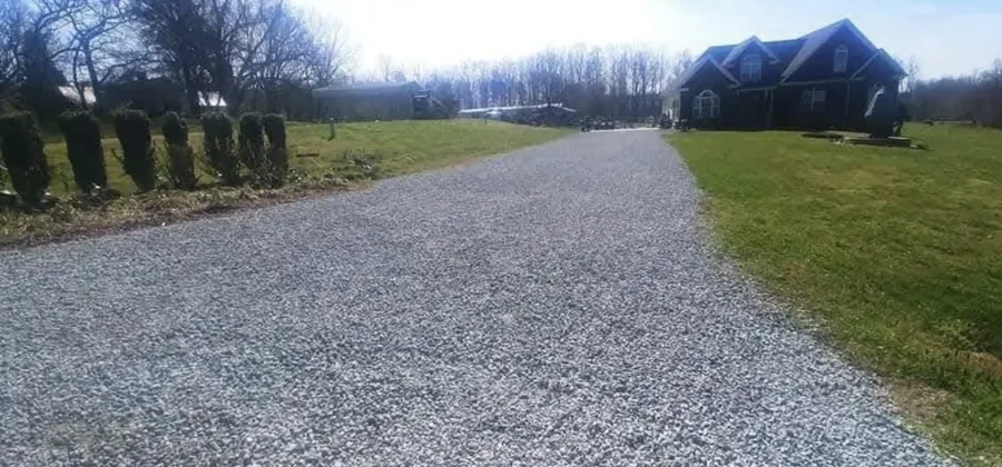 A finished gravel drive on a Cleveland County property — served by Little Acres Grading